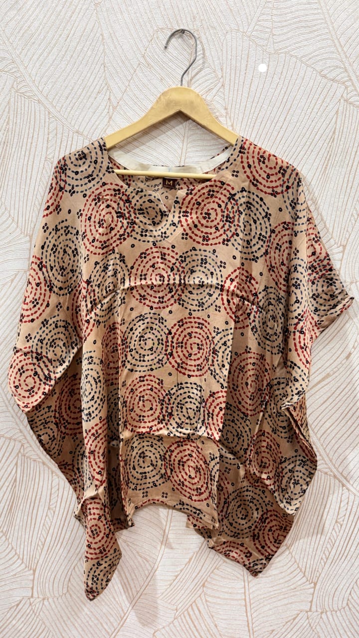 Close up of Modal Silk Kaftan Top - Kutch Poshak