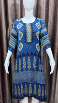 Close up of Pure Modal Silk Designer Ajrakh Handblock Kurti - Kutch Poshak