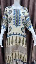 Close up of Pure Modal Silk Designer Ajrakh Handblock Kurti - Kutch Poshak