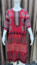 Close up of Pure Modal Silk Designer Ajrakh Handblock Kurti - Kutch Poshak