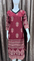Close up of Ajrakh Vegetable-Dye Cotton Kurti - Kutch Poshak