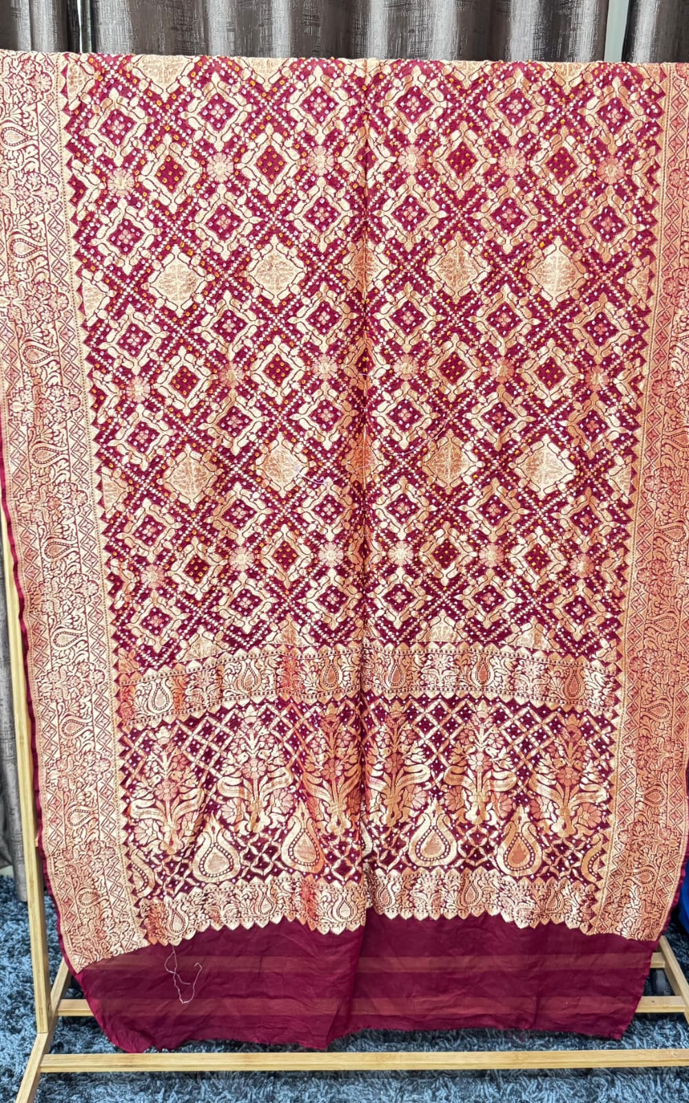Kutch Poshak exclusive Pure Khadi Georgette Hand Bandhej Dupatta