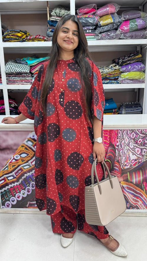 Red, Ivory, Blue, Gray, Green, Sage Green, Black Kaftan Style Kurta Set from Kutch Poshak
