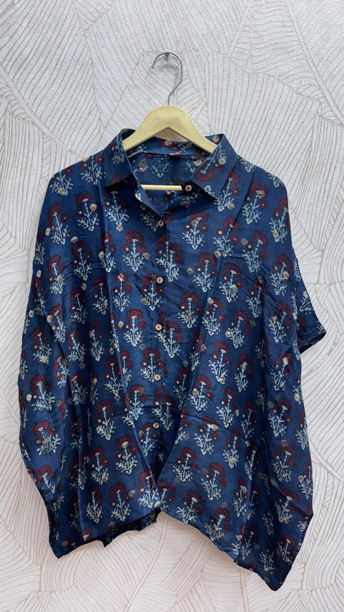 Dola Silk Kaftan Shirt by Kutch Poshak