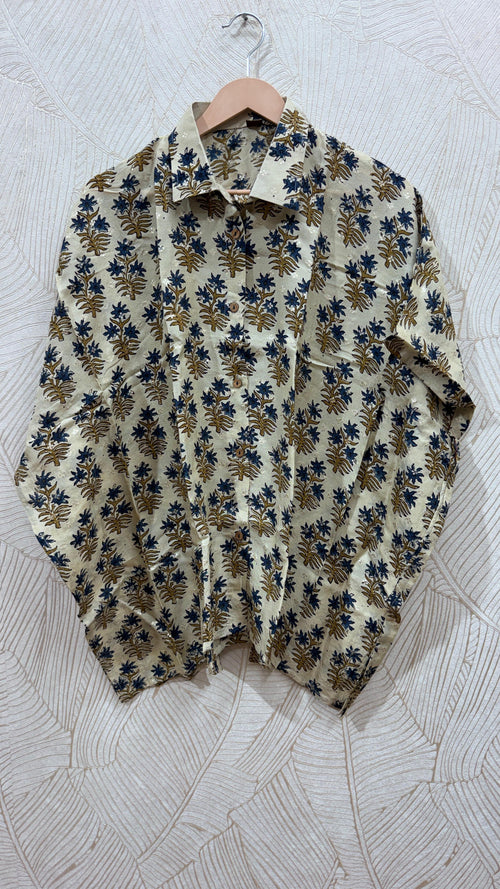 Floral, Geometric Dola Silk Kaftan Shirt from Kutch Poshak