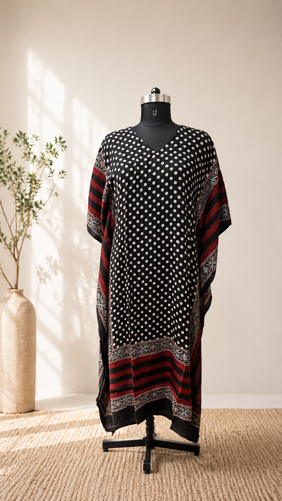 Pure Modal Silk V Neck Kaftan