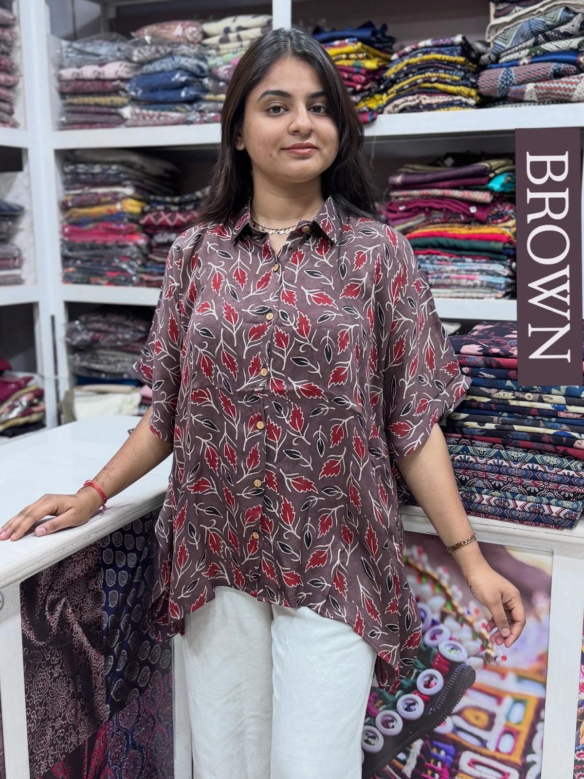 Close up of Premium Modal Silk Kaftan Shirts - Kutch Poshak