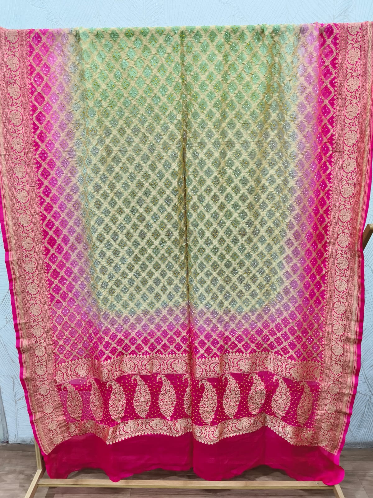 Pure Khadi Georgette Hand Bandhej Dupatta from Kutch Poshak