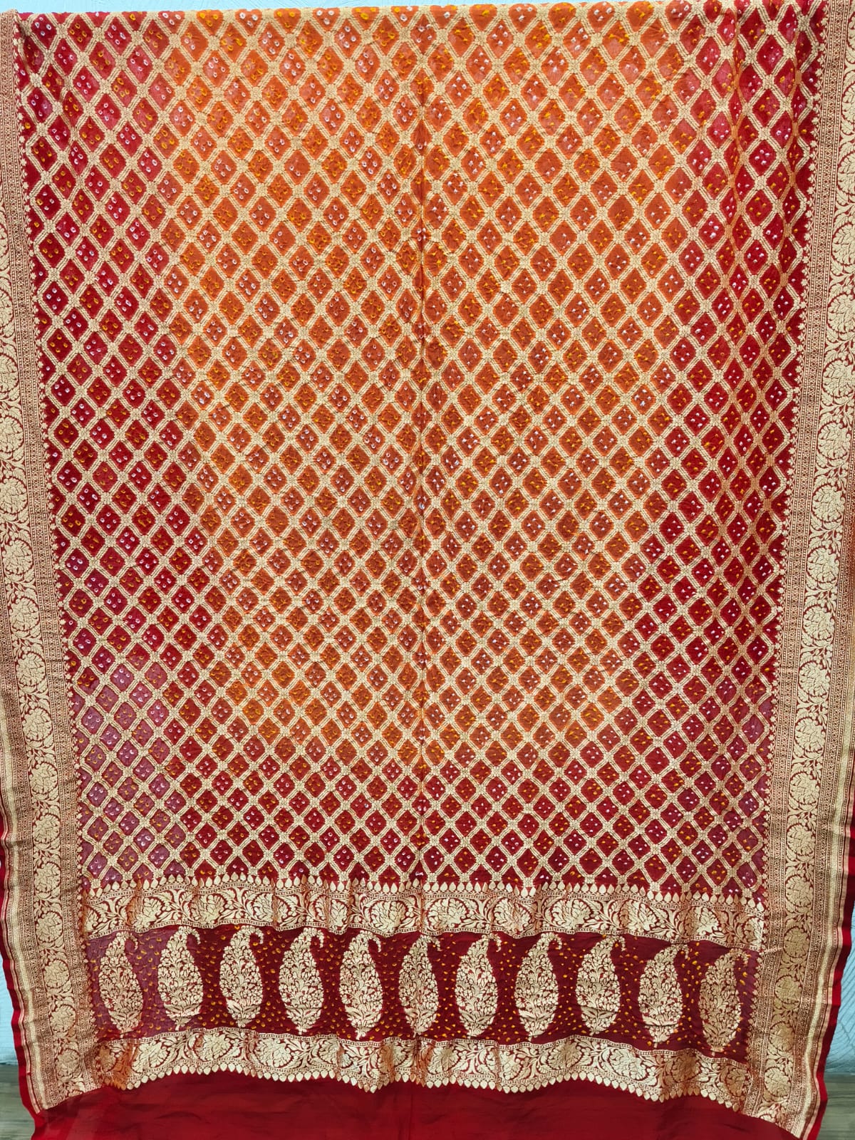Beautiful Pure Khadi Georgette Hand Bandhej Dupatta showcasing premium design - Kutch Poshak