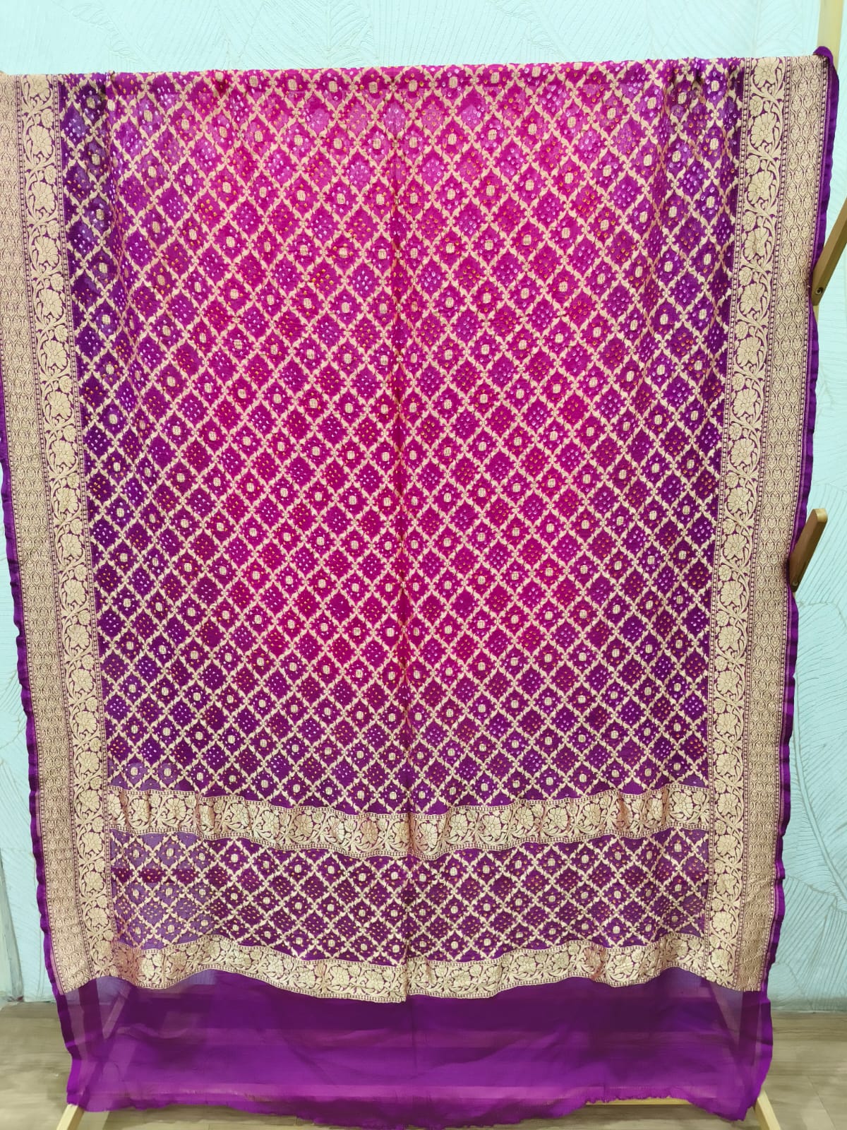Beautiful Pure Khadi Georgette Hand Bandhej Dupatta showcasing premium design - Kutch Poshak