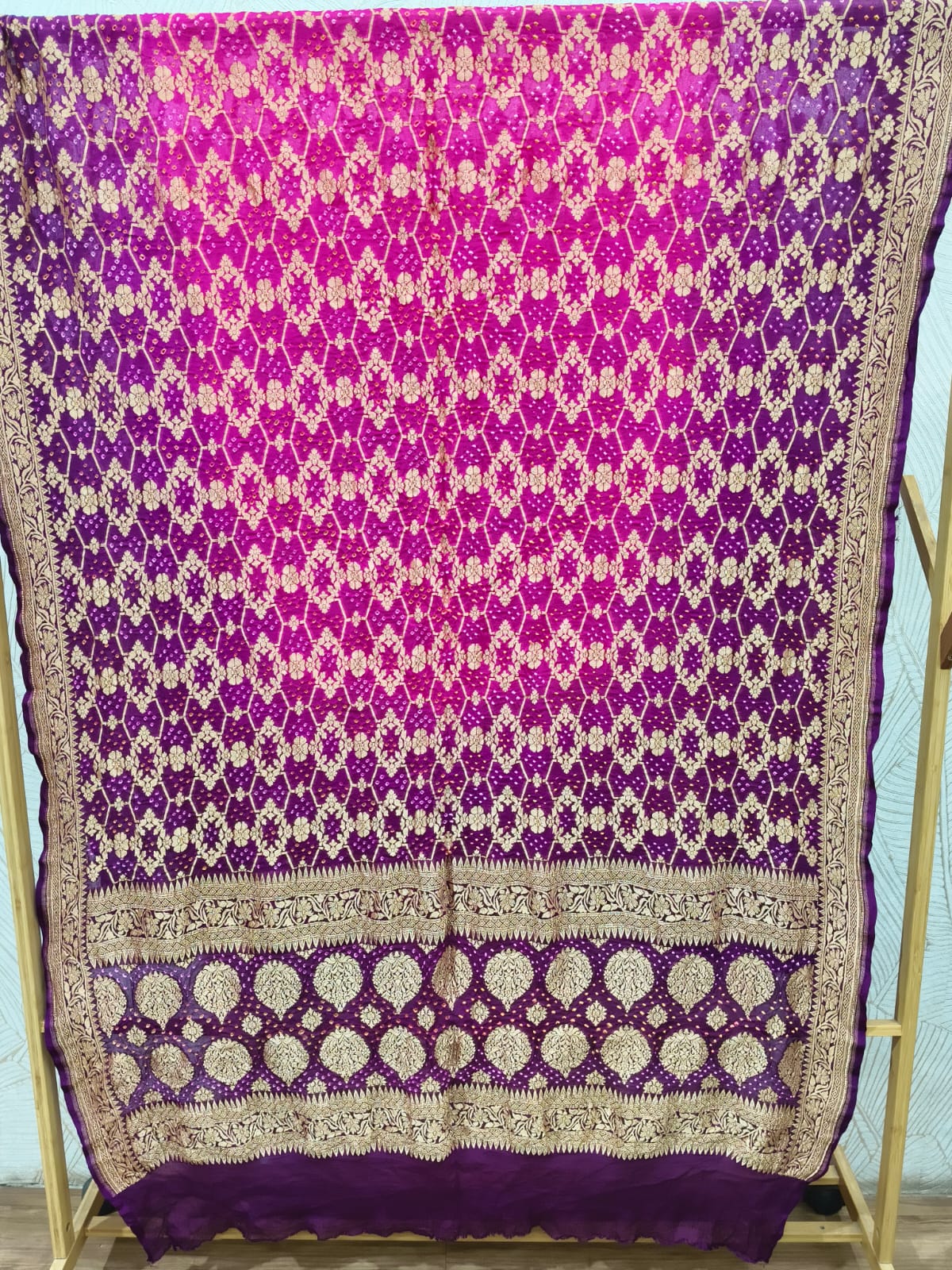 Pure Khadi Georgette Hand Bandhej Dupatta by Kutch Poshak