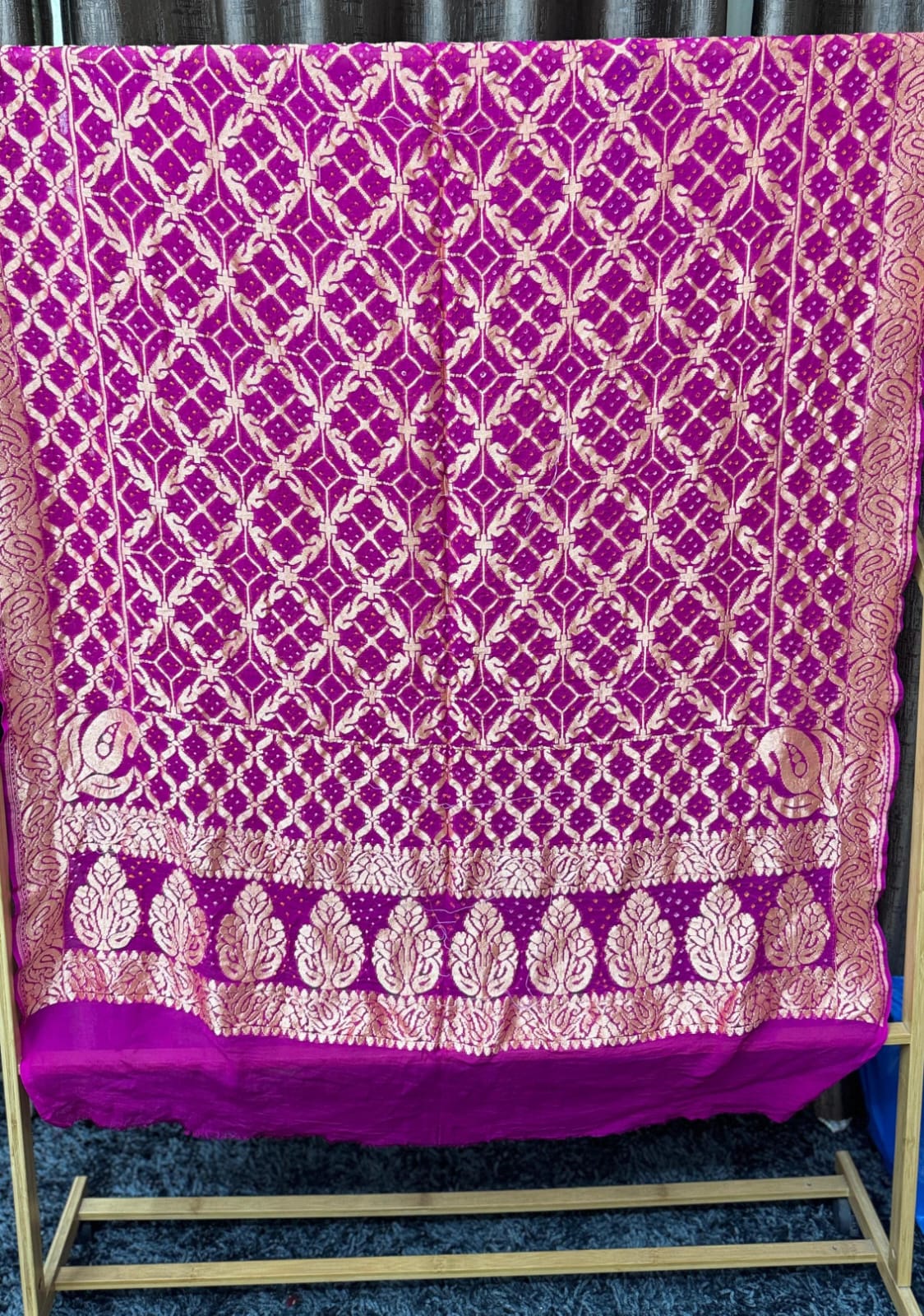 Pure Khadi Georgette Hand Bandhej Dupatta from Kutch Poshak