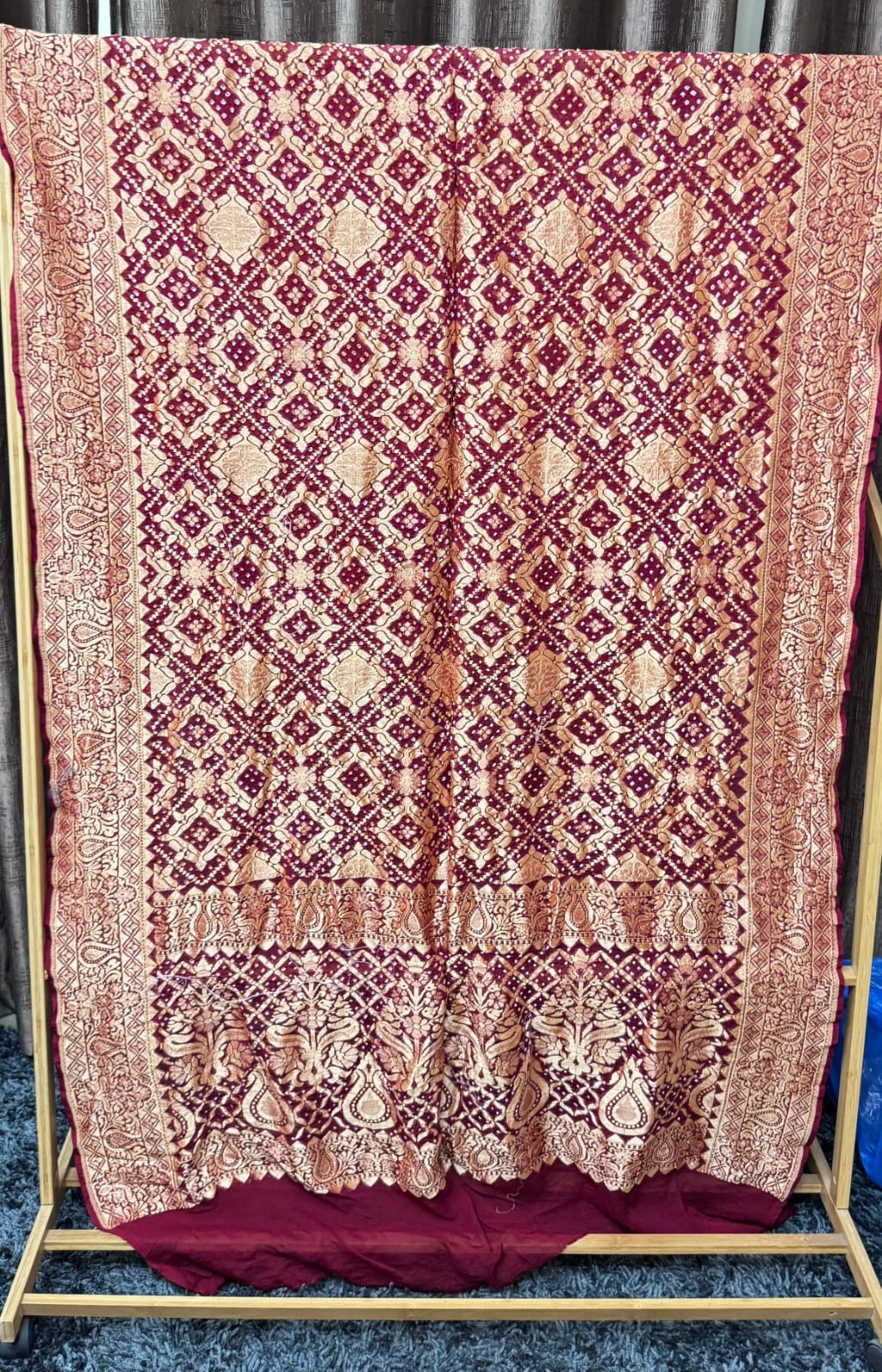 Pure Khadi Georgette Hand Bandhej Dupatta by Kutch Poshak