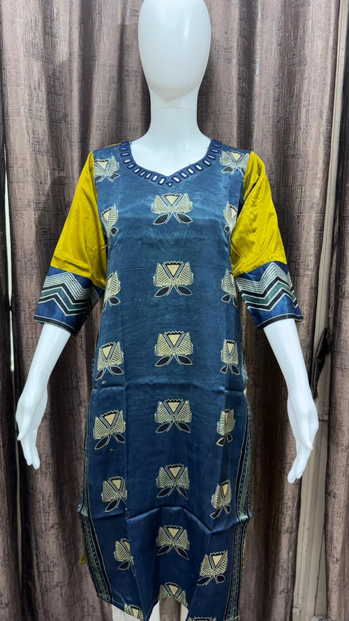 Beautiful Mashru Silk Ajrakh Print Kurta showcasing premium design - Kutch Poshak