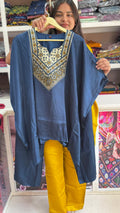 Close up of Modal Silk Kaftan Top with Palazzo - Kutch Poshak