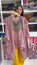 Close up of Modal Silk Kaftan Top with Palazzo - Kutch Poshak