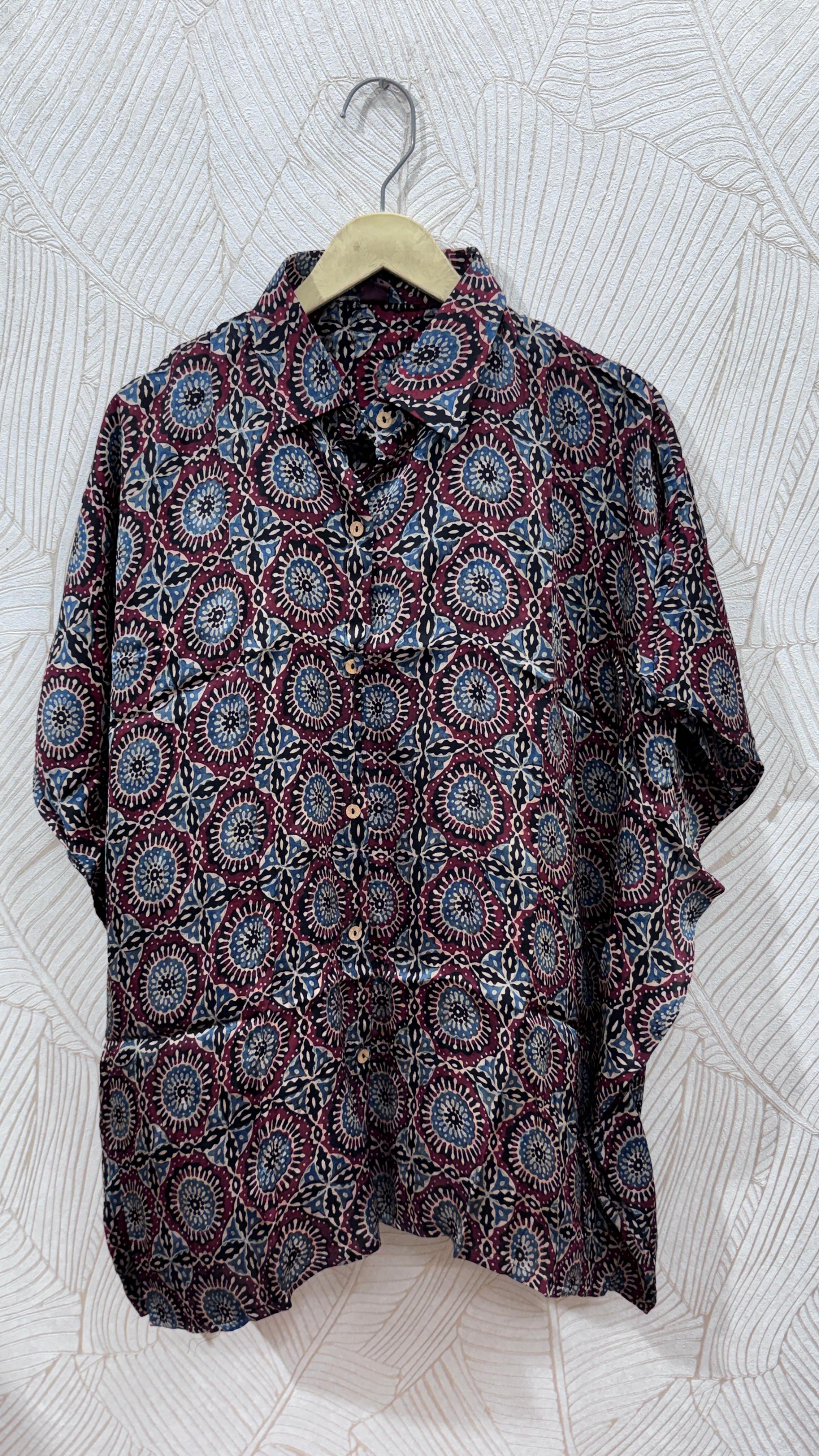 Close up of Premium Modal Silk Kaftan Shirt - Kutch Poshak