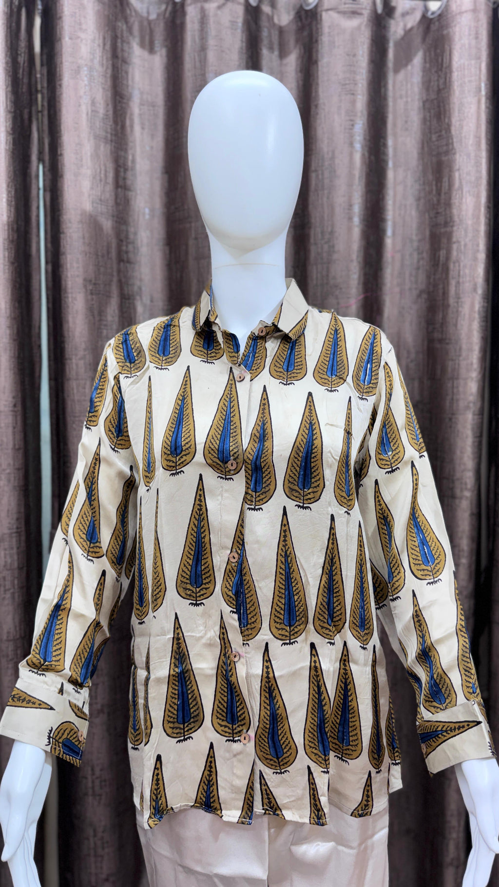 Black, Blue, Beige, Red, Green, Yellow Pure Natural Ajrakh Full Sleeve Shirts from Kutch Poshak