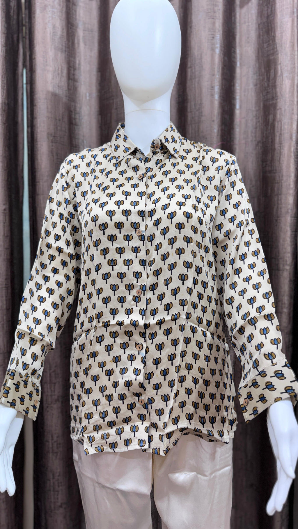 Black, Blue, Beige, Red, Green, Yellow Pure Natural Ajrakh Full Sleeve Shirts from Kutch Poshak