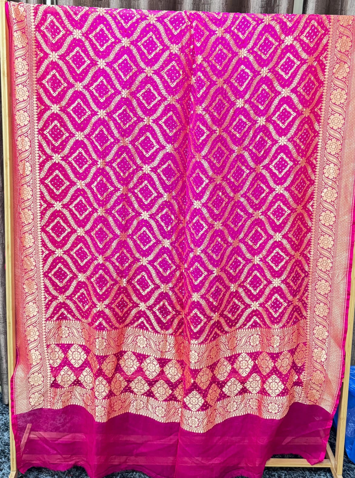 Beautiful Pure Khadi Georgette Hand Bandhej Dupatta showcasing premium design - Kutch Poshak