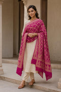 Pure Khadi Georgette Hand Bandhej Dupatta - KutchPoshak model shot
