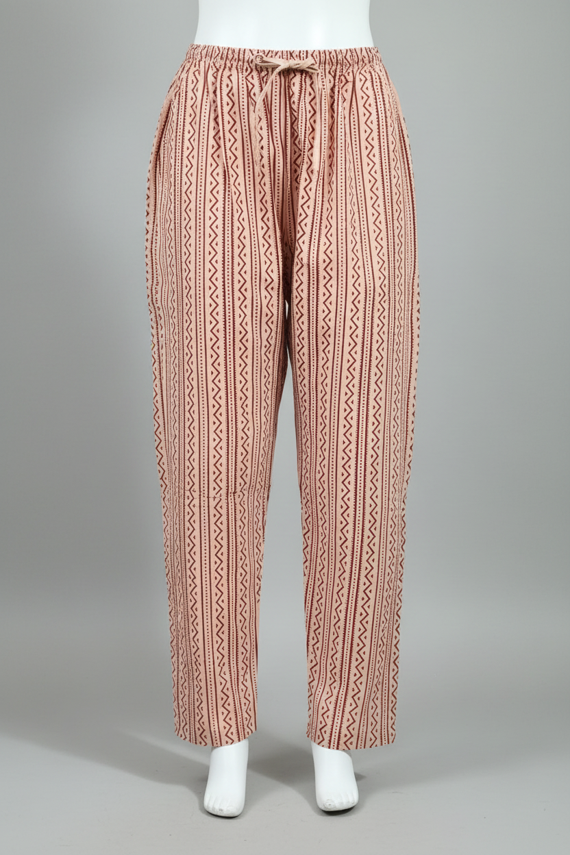 Pure Ajrakh Vegetable Dye Pant in Light Orange color by Kutch Poshak