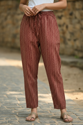 Pure Ajrakh Vegetable Dye Orange Pant by Kutch Poshak