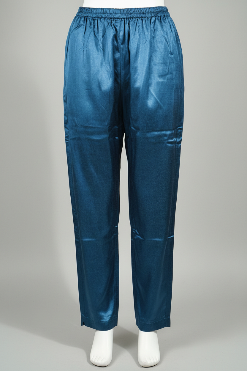 Blue Mashru Silk Pant by Kutch Poshak