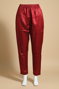 Maroon Mashru Silk Pant by Kutch Poshak