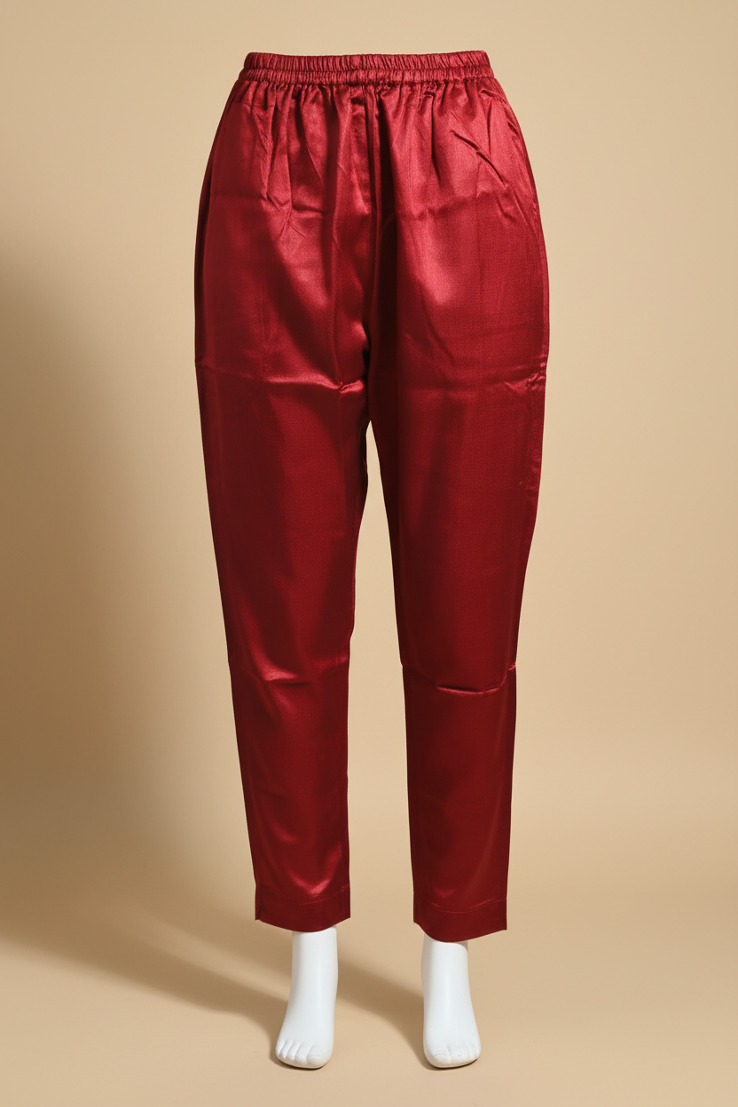 Maroon Mashru Silk Pant by Kutch Poshak