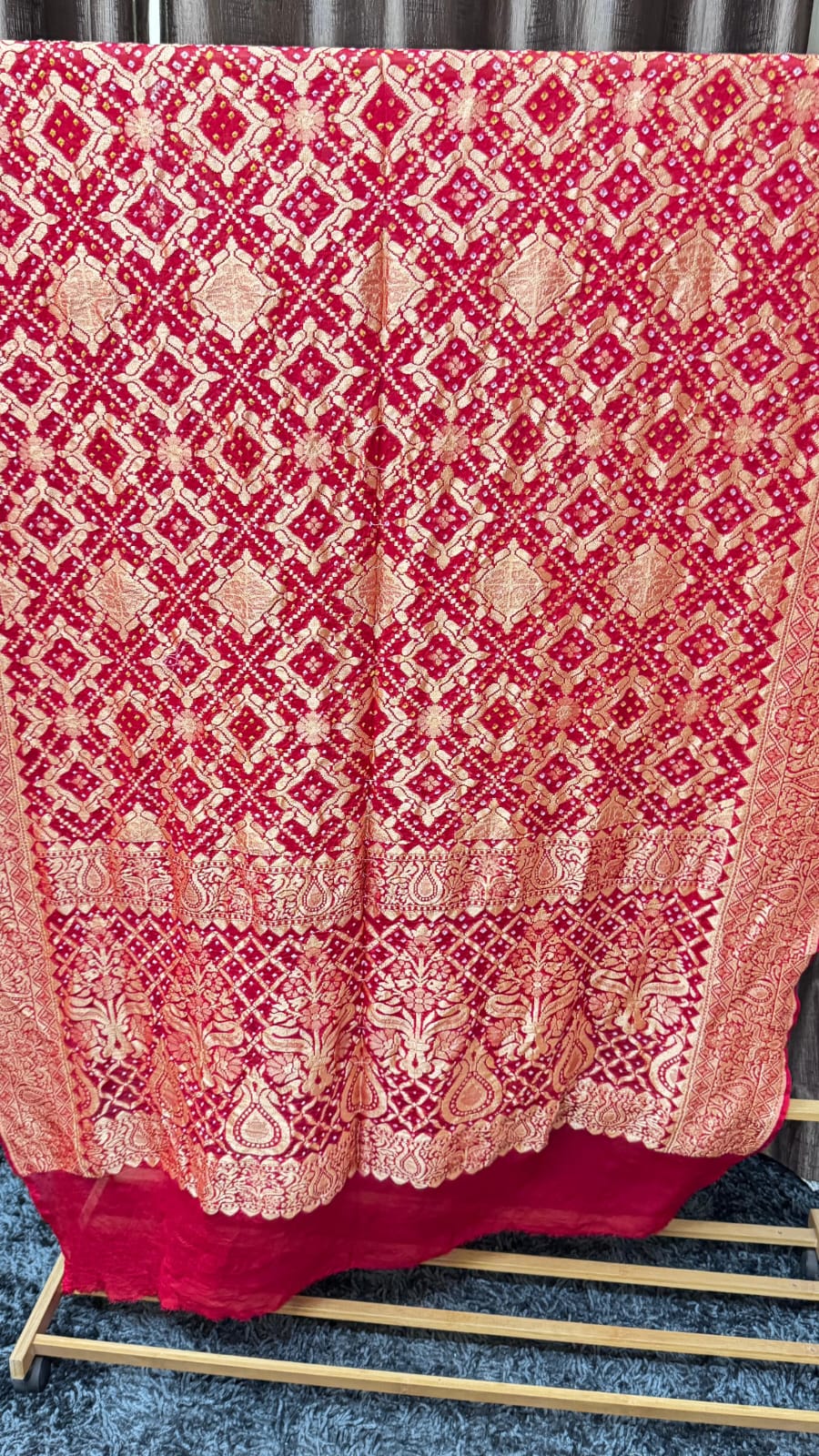 Beautiful Pure Khadi Georgette Hand Bandhej Dupatta showcasing premium design - Kutch Poshak