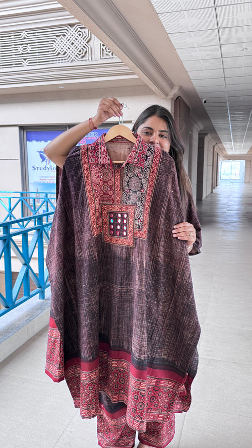 Beautiful Brush print kaftan Co-Ord set showcasing premium design - Kutch Poshak