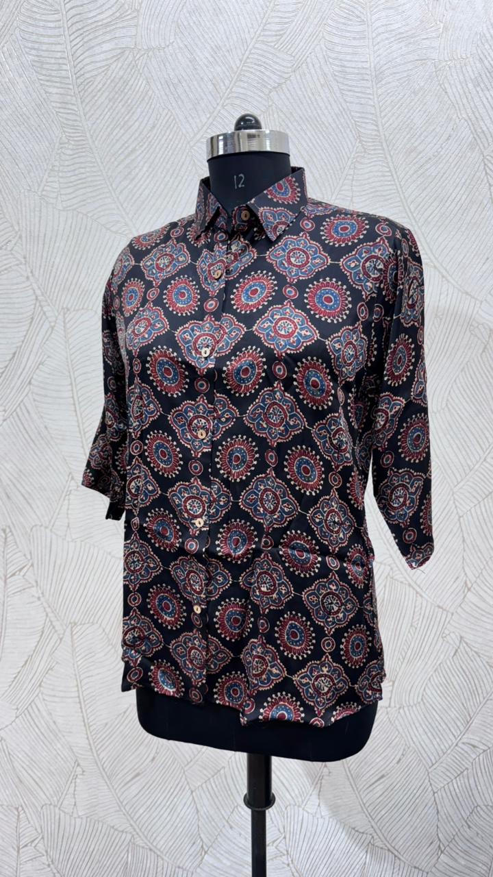 Pure Modal Silk Ajrakh Shirt