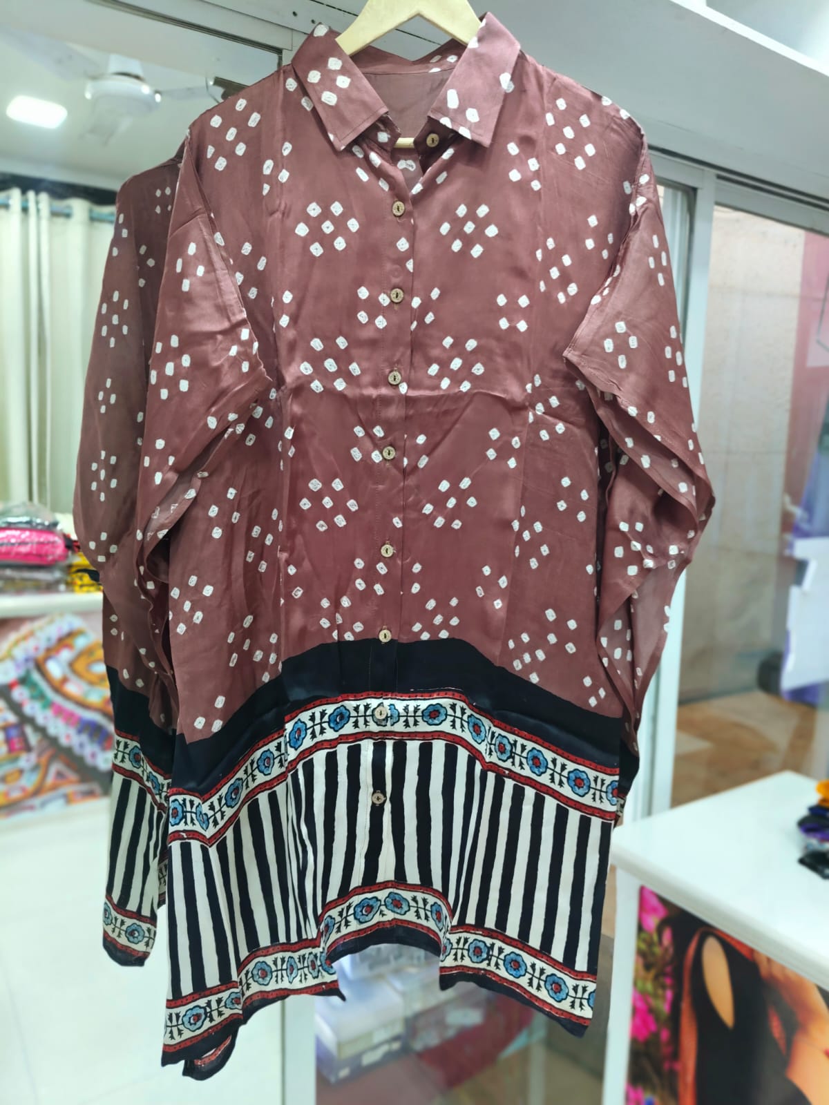 Bandhej×Ajrakh Kaftan Shirt
