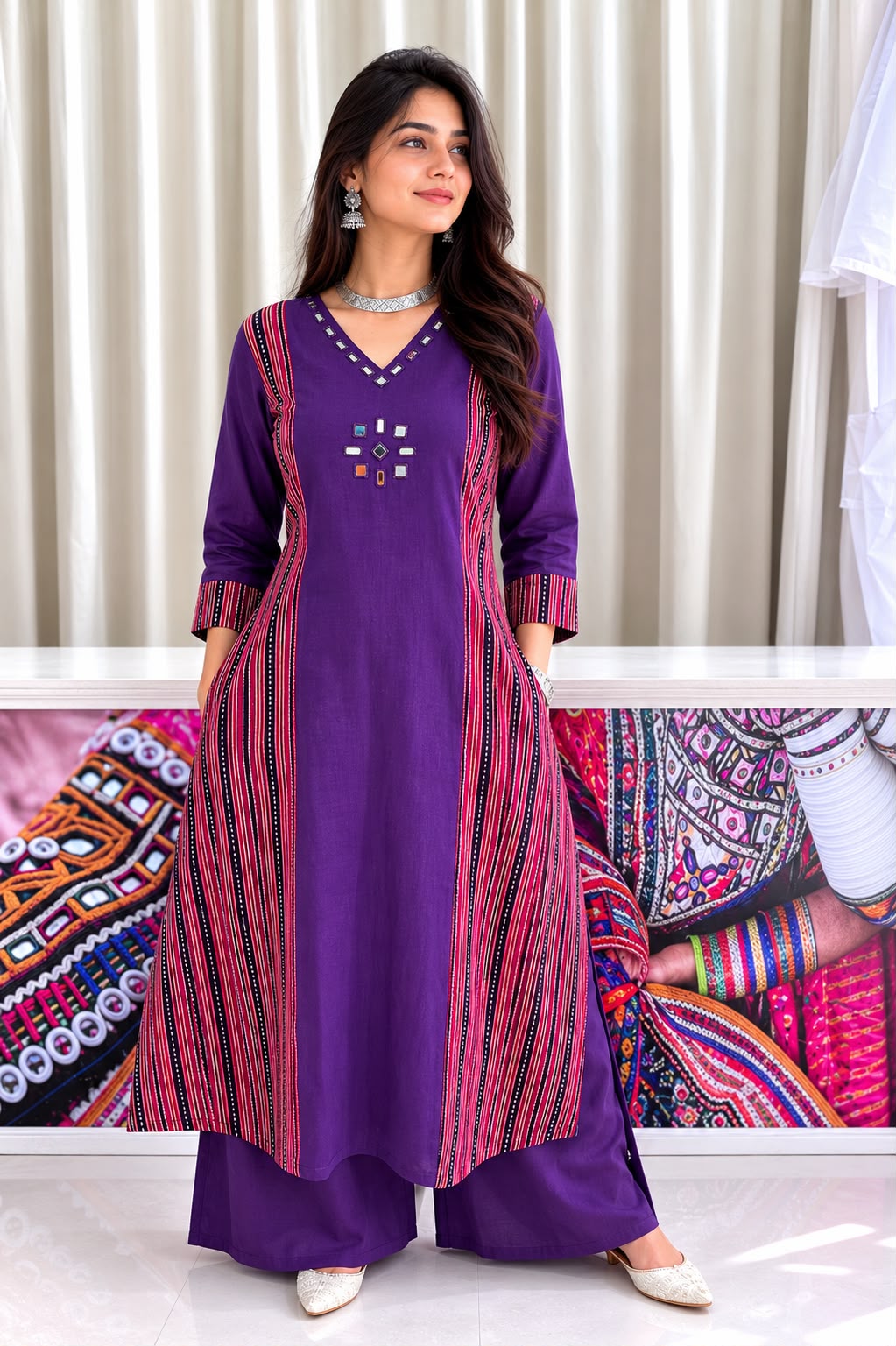 Khadi Cotton Ajrakh Kurta+Plazo