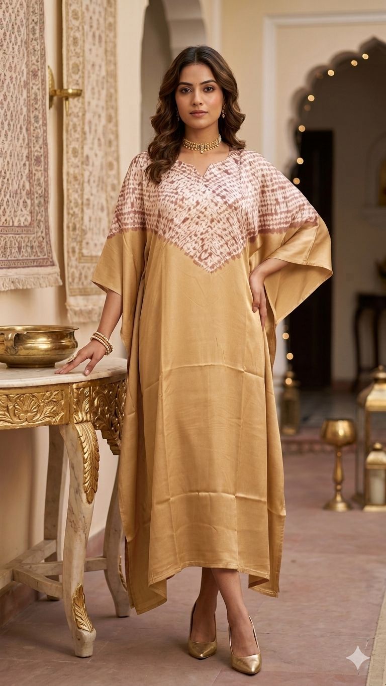Kutch Poshak exclusive Single Shade Pure Modal Silk Stitched Shibori