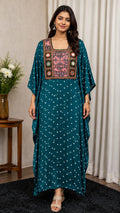Modal Silk Bandhej Vintage patch Kaftan
