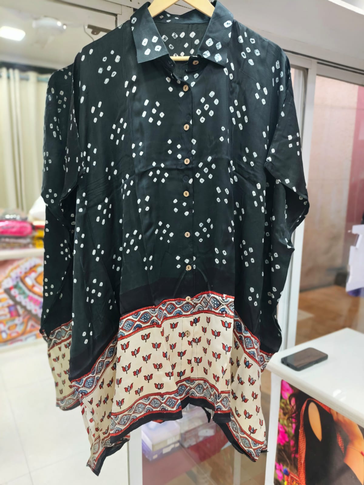 Bandhej×Ajrakh Kaftan Shirt