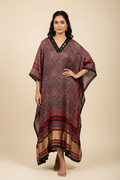 Modal Silk V-neck Kaftan Tissue border