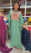 Modal Silk Bandhej Vintage patch Kaftan