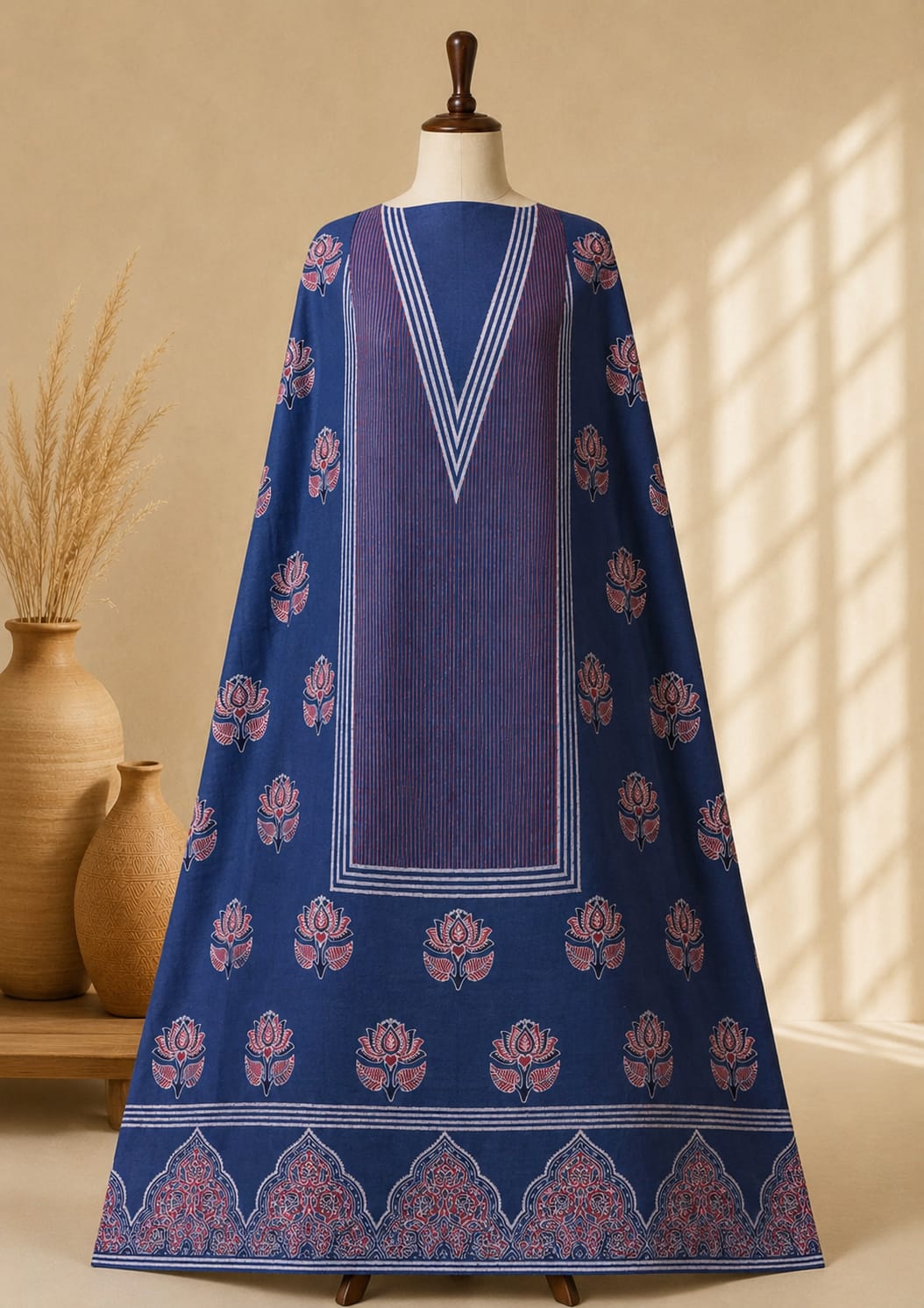 Pure Cotton Unstitched Top Fabric