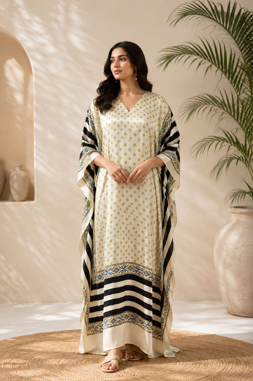Pure Modal Silk V neck Kaftan