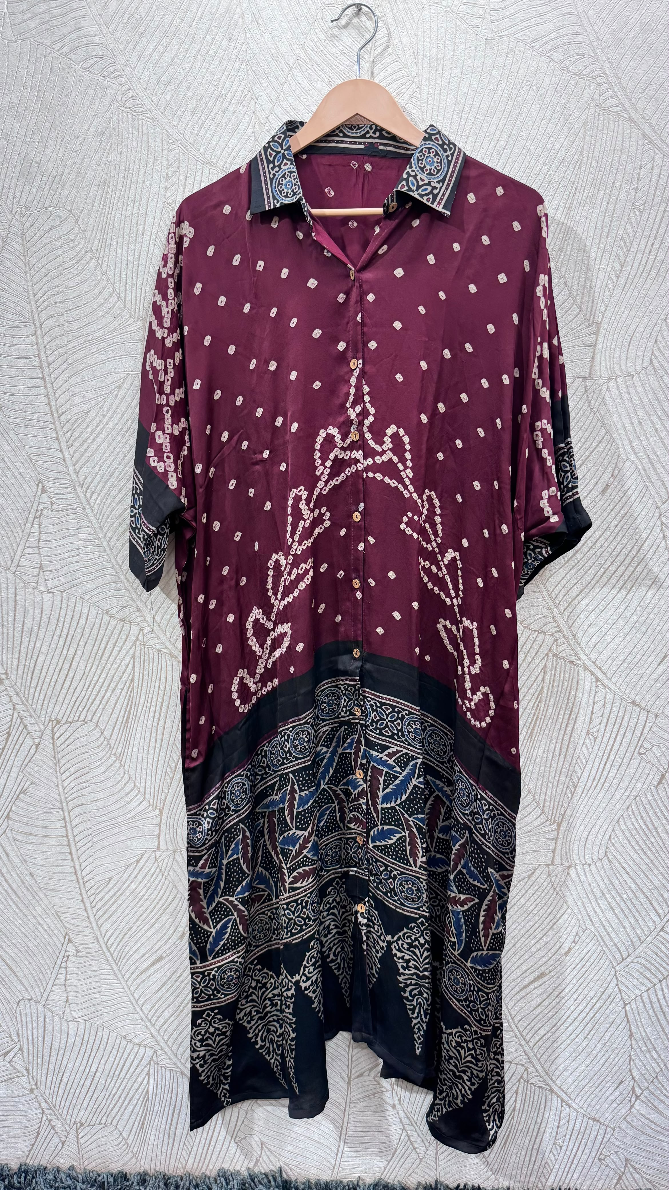 Bandhej×Ajrakh Long Shirt Kaftan