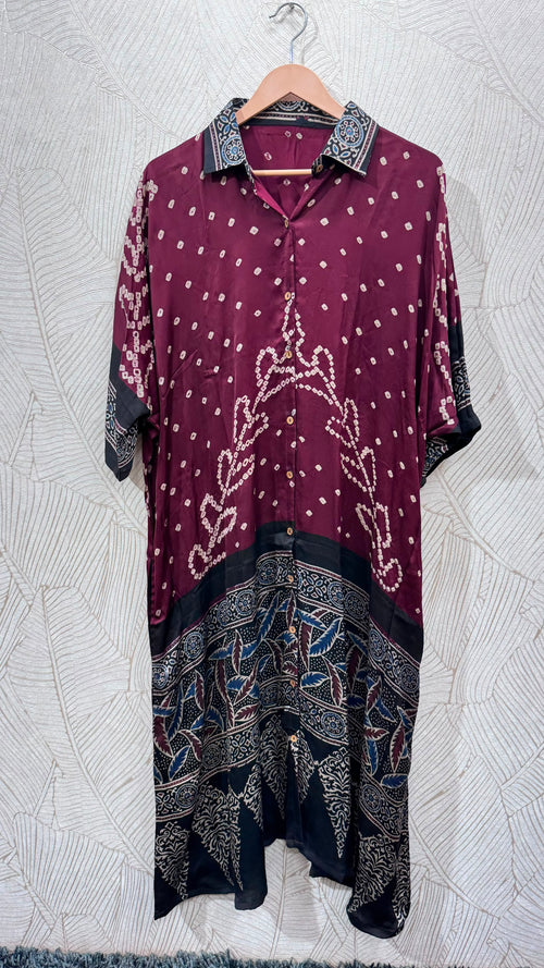 Bandhej×Ajrakh Long Shirt Kaftan