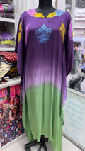 Close up of Pure Modal silk Multi Stitched Shibori Kaftan (dual shade) - Kutch Poshak