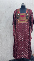 Modal Silk Bandhej Vintage patch Kaftan