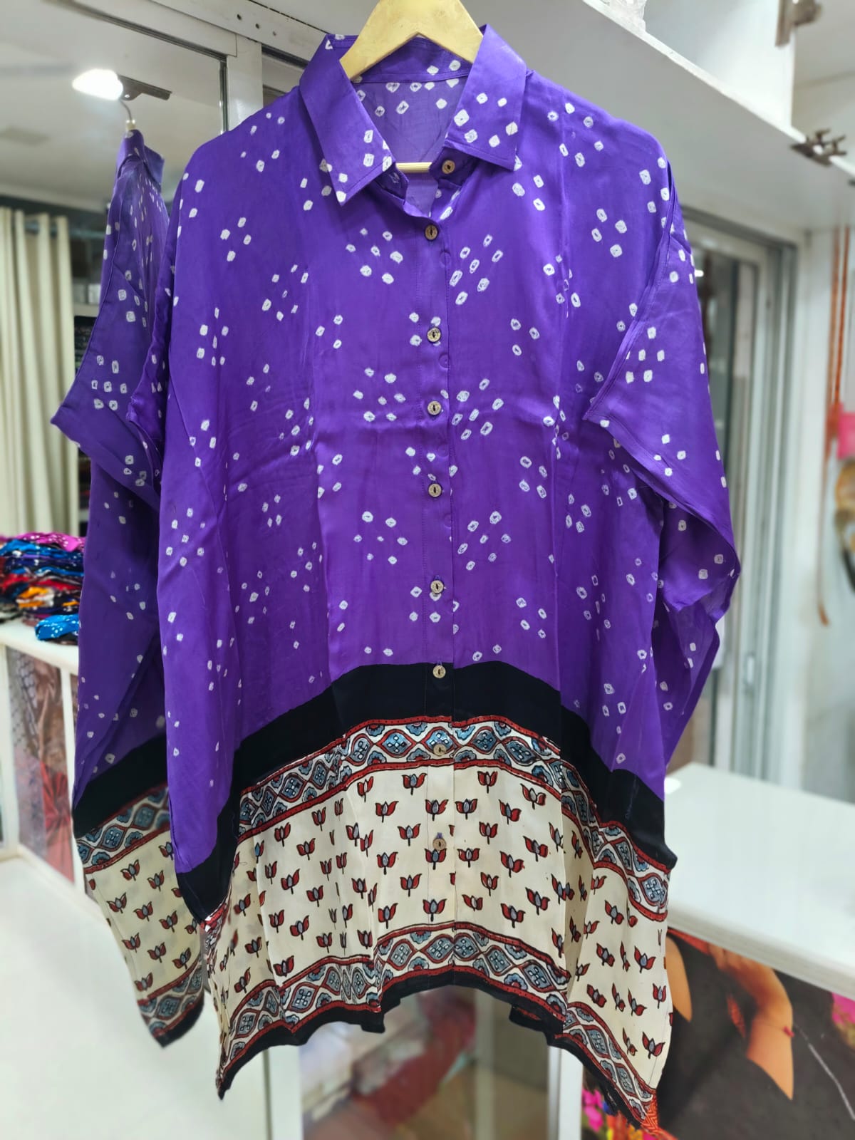 Bandhej×Ajrakh Kaftan Shirt