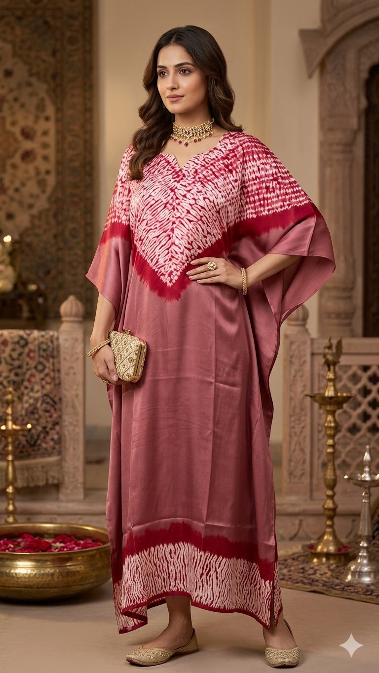 Pink, Olive, Sea Green, Maroon, Green, Emerald Green, Parrot Green, Teal, Beige Single Shade Pure Modal Silk Stitched Shibori from Kutch Poshak