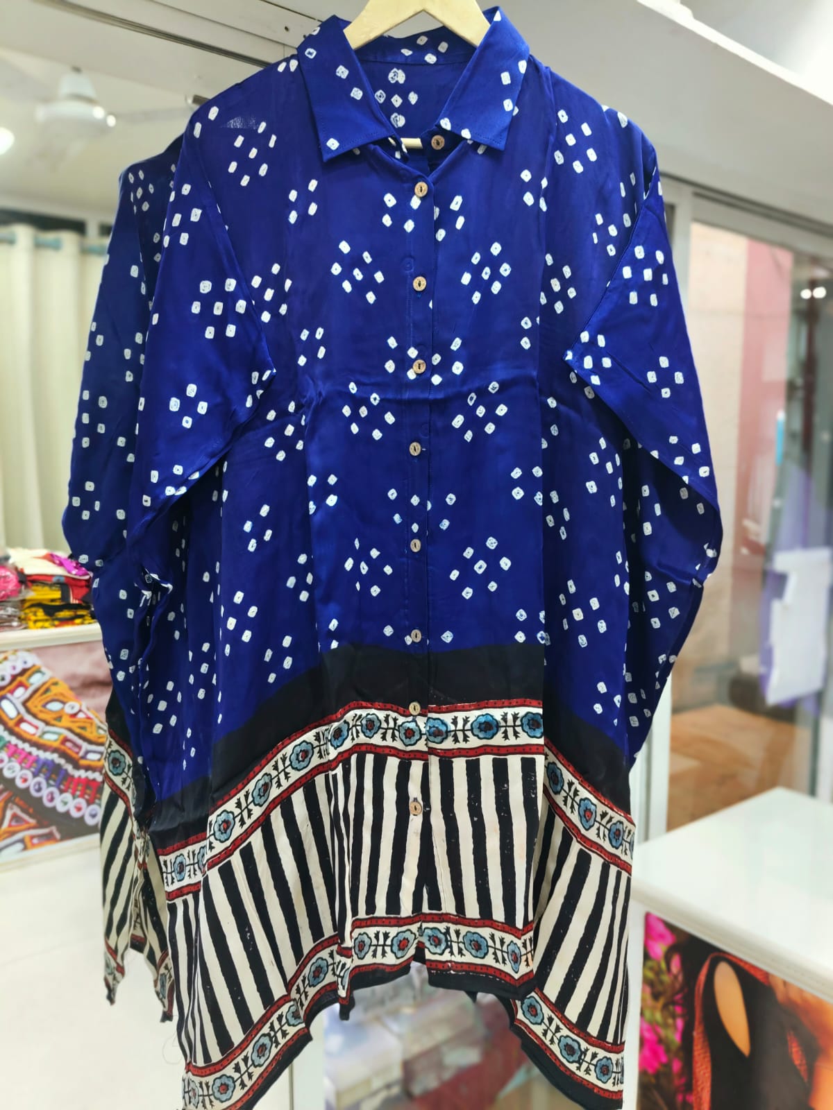 Bandhej×Ajrakh Kaftan Shirt