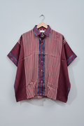Red and white Kaftan Style Shirt by Kutch Poshak